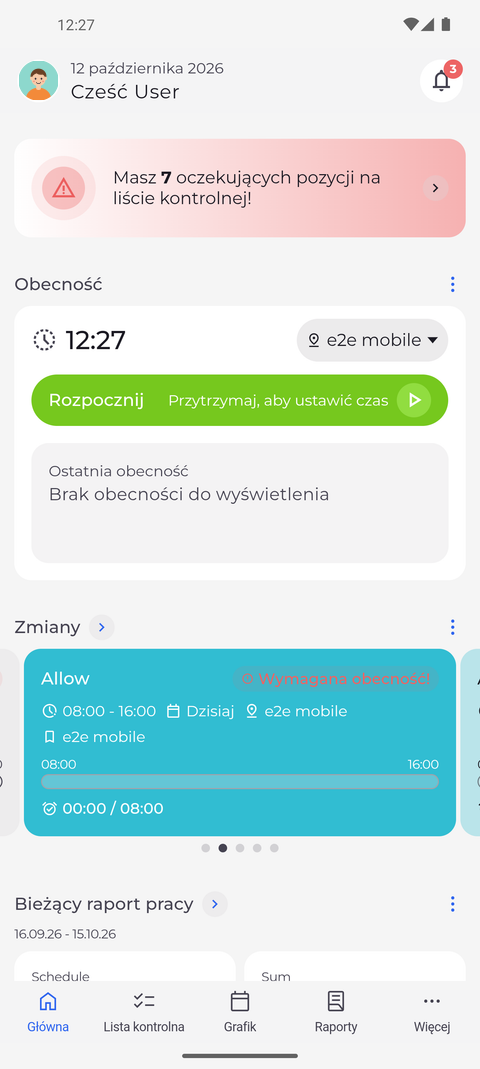 Zrzut ekranu: Cała aplikacja przełącza się od razu